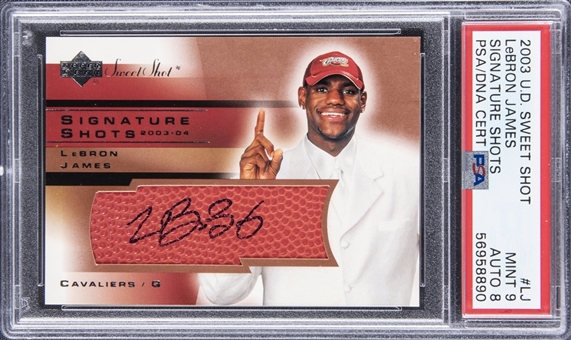 2003-04 UD Sweet Shot Signature Shots #LJ LeBron James Signed Rookie Card - PSA MINT 9, PSA/DNA 8